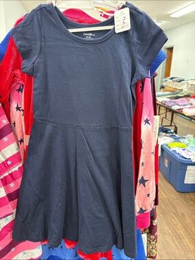 George Girls Navy Blue Short-Sleeve Skater Dress